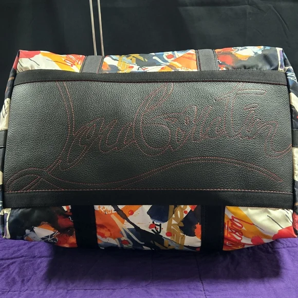 CHRISTIAN LOUBOUTIN LARGE BOSTON PRINTED NYLON DUFFLE BAG - Picture 9 of 16